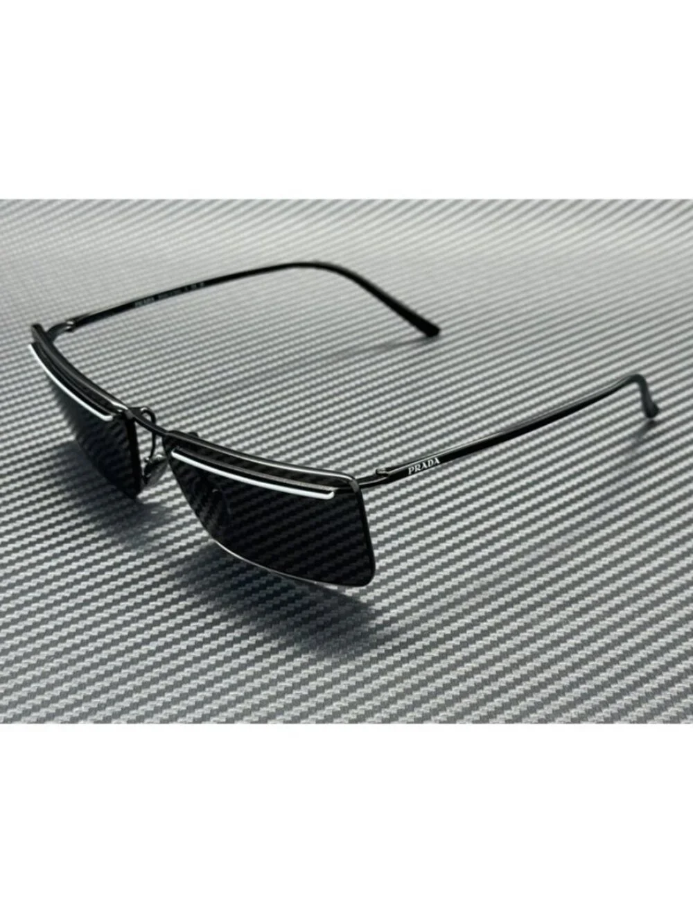 New PRADA Men Black White Sunglasses 60-14-145